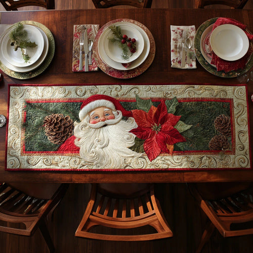 Jolly Santa Claus Quilted Table Runner