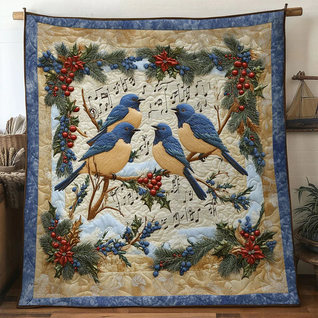 Joyful Bluebird Quilt Blanket