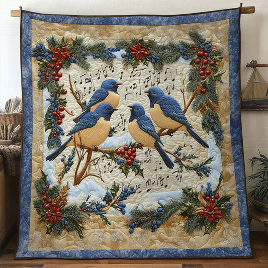 Joyful Bluebird Quilt Blanket