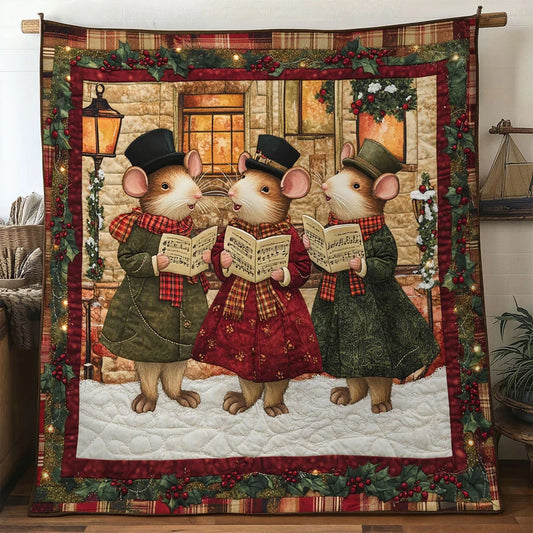 Joyful Carolers Mouse Quilt Blanket