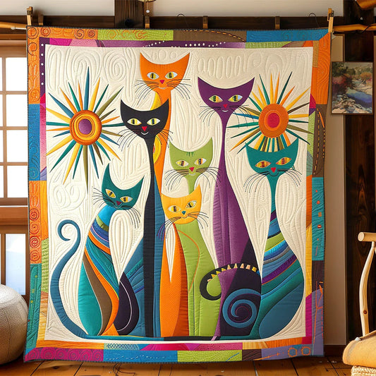 Joyful Cat Quilt Blanket