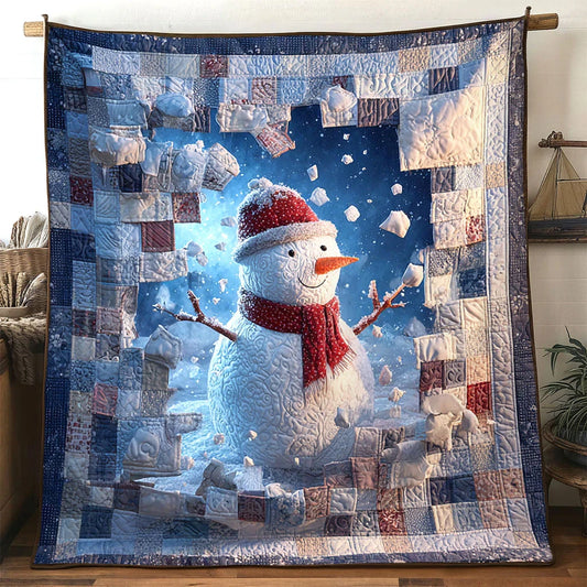 Joyful Jump Snowman Quilt Blanket