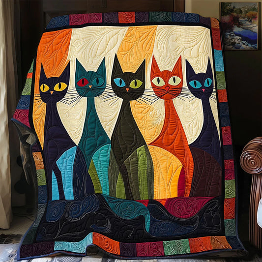 Joyful Meow Quilt Blanket