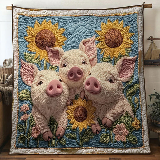 Joyful Pig Quilt Blanket
