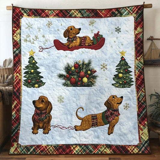 Joyful Ride Dachshund Quilt Blanket