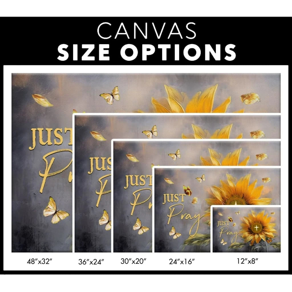 christian wall art just pray canvas sunflower butterfly (Landscape) (view 4)