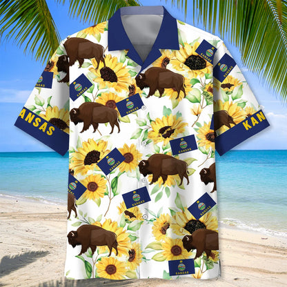 Kansas Proud Sunflower Hawaiian Shirt