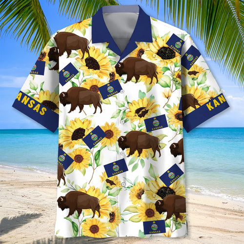 Kansas Proud Sunflower Hawaiian Shirt