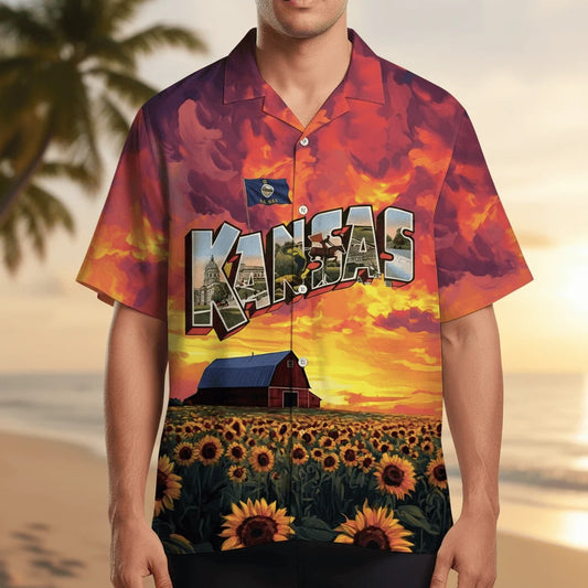 Kansas Sunflower Vintage Hawaiian Shirt - S - hawaiian shirt