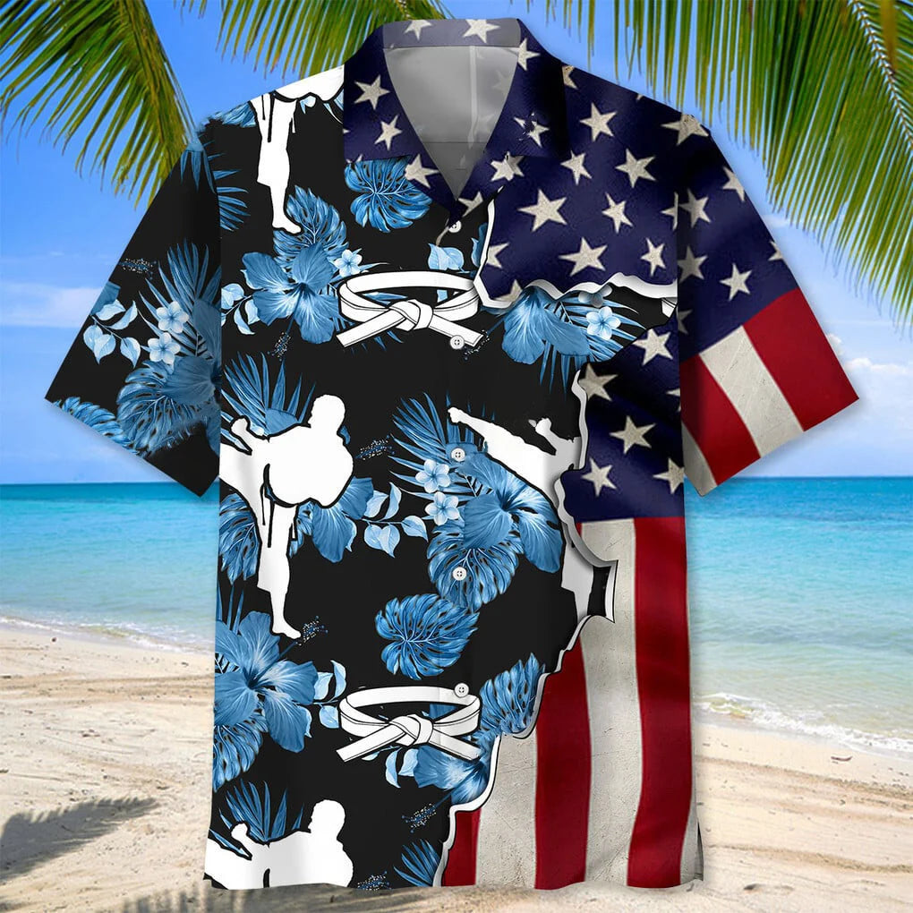 Karate Tropical Flag Hawaiian Shirt