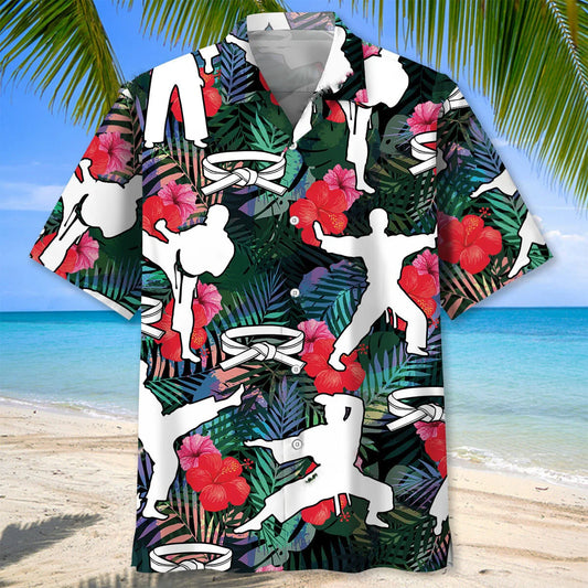 Karate Tropical Flower Hawaiian Shirt - S - hawaiian shirt