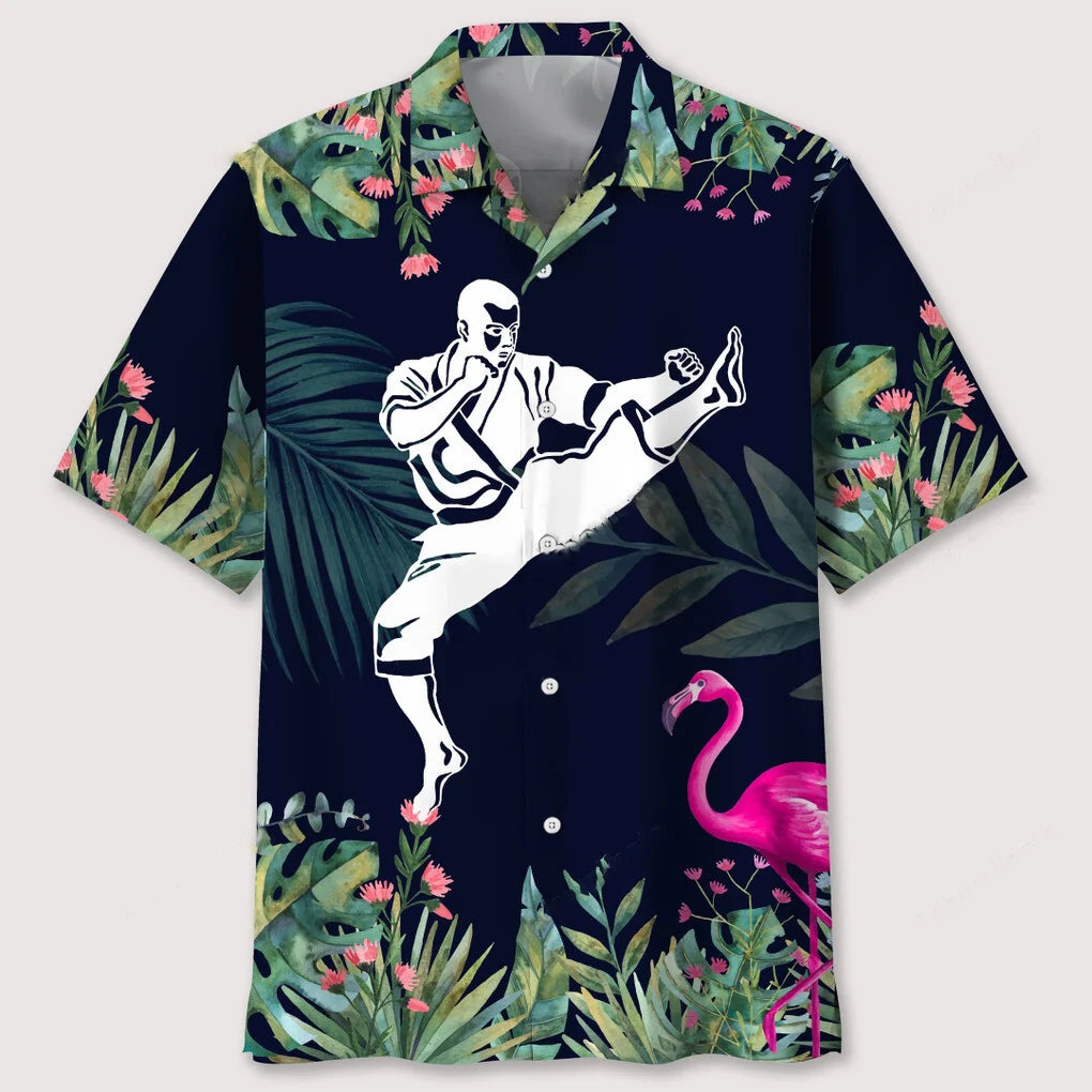 Karate Tropical Leaf Hawaiian Shirt