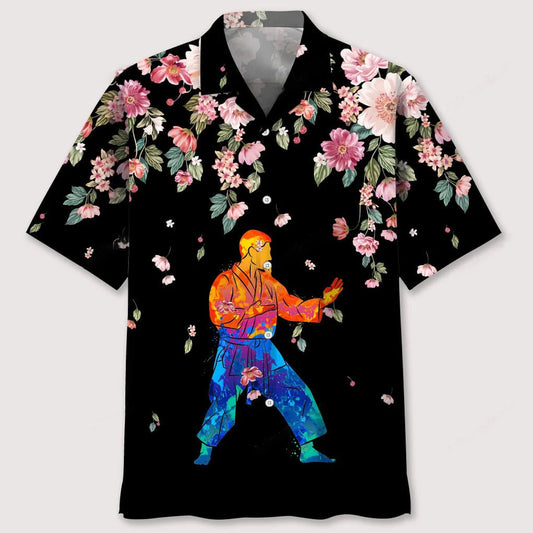 Karate Watercolors Flower Hawaiian Shirt - S - hawaiian shirt
