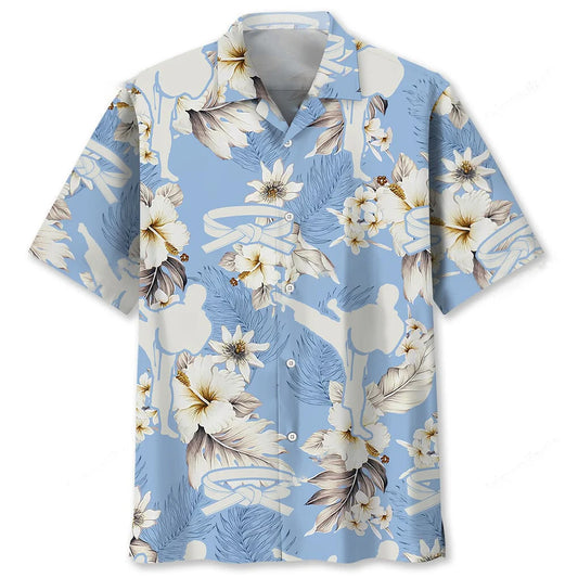Karate White Flower Hawaiian Shirt - S - hawaiian shirt