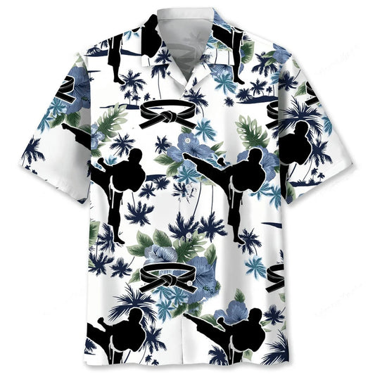 Karate White Nature Hawaiian Shirt - S - hawaiian shirt