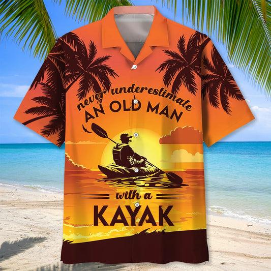 Kayaking Old Man Hawaiian Shirt - S - hawaiian shirt