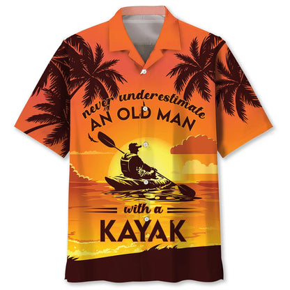 Kayaking Old Man Hawaiian Shirt