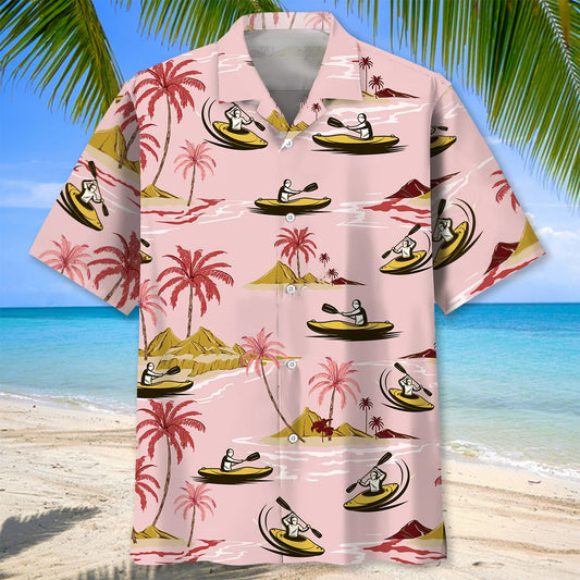 Kayaking Pink Hawaiian Shirt - S - hawaiian shirt