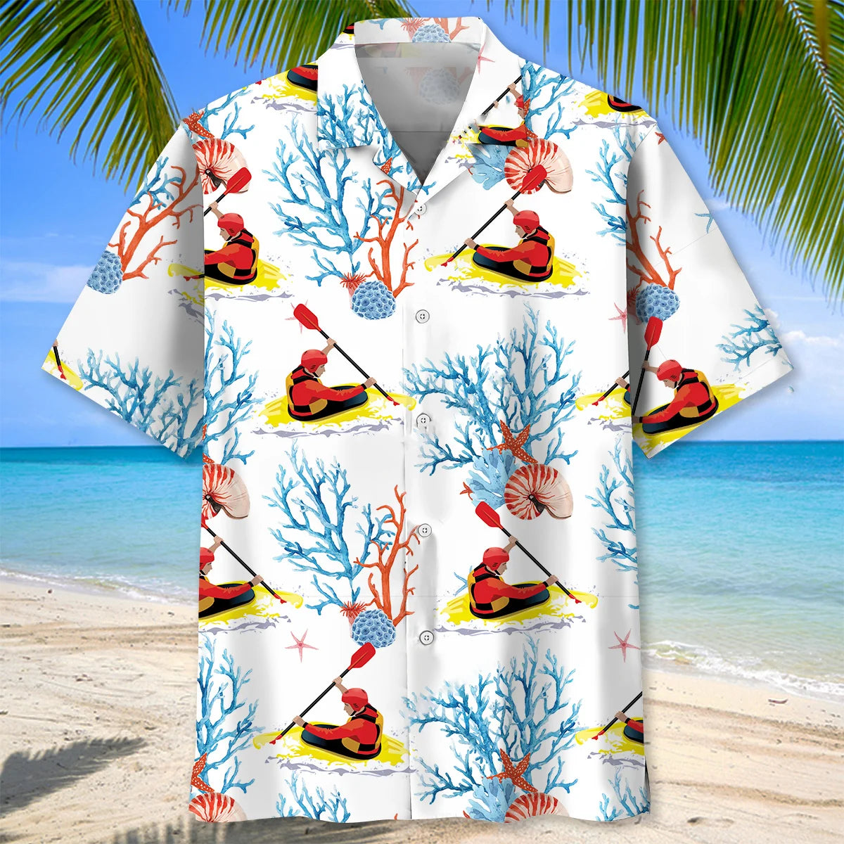 Kayaking White Hawaiian Shirt