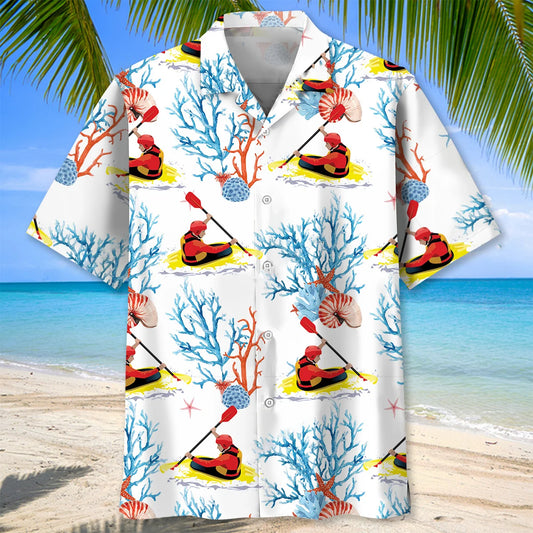 Kayaking White Hawaiian Shirt - S - hawaiian shirt