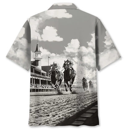 Kentuckey Derby Black and White Art Hawaiian Shirt