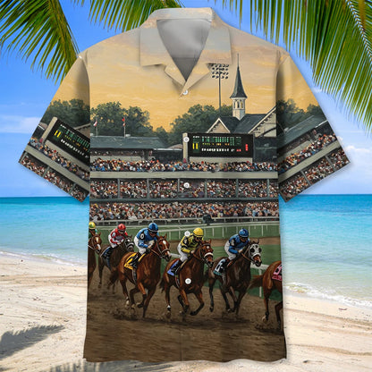 Kentuckey Derby Horse Racing Art Hawaiian Shirt