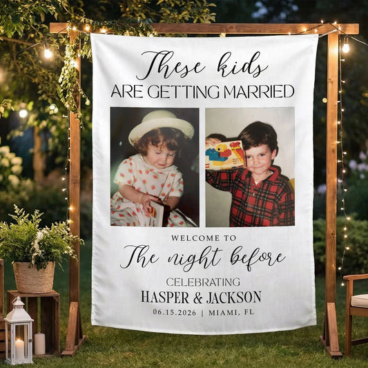These Kids Are Getting Married Banner Personalized Rehearsal Dinner Photo Backdrop Custom Wedding Banner, personalized wed...