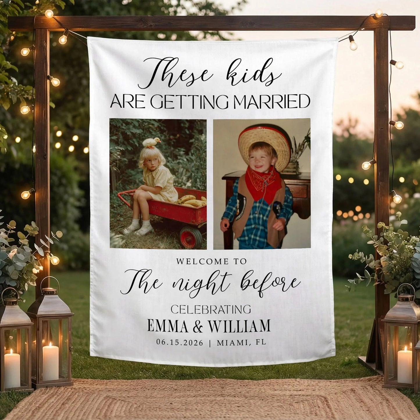 These Kids Are Getting Married Banner Personalized Rehearsal Dinner Photo Backdrop Custom Wedding Banner, personalized wed...