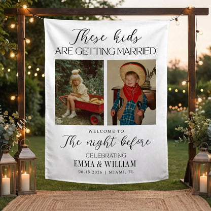 These Kids Are Getting Married Banner Personalized Rehearsal Dinner Photo Backdrop Custom Wedding Banner, personalized wed...