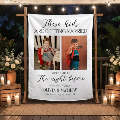 These Kids Are Getting Married Banner Personalized Rehearsal Dinner Photo Backdrop Custom Wedding Banner, personalized wed...