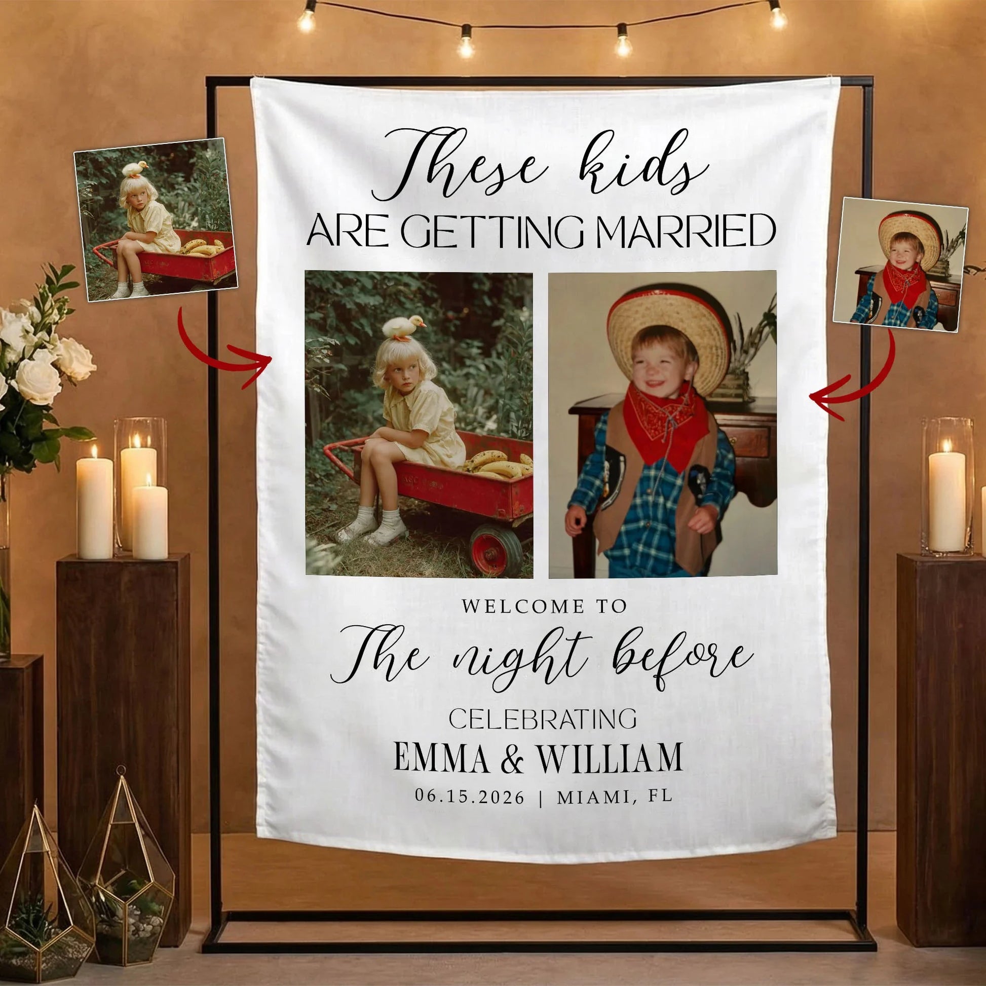 These Kids Are Getting Married Banner Personalized Rehearsal Dinner Photo Backdrop Custom Wedding Banner, personalized wed...