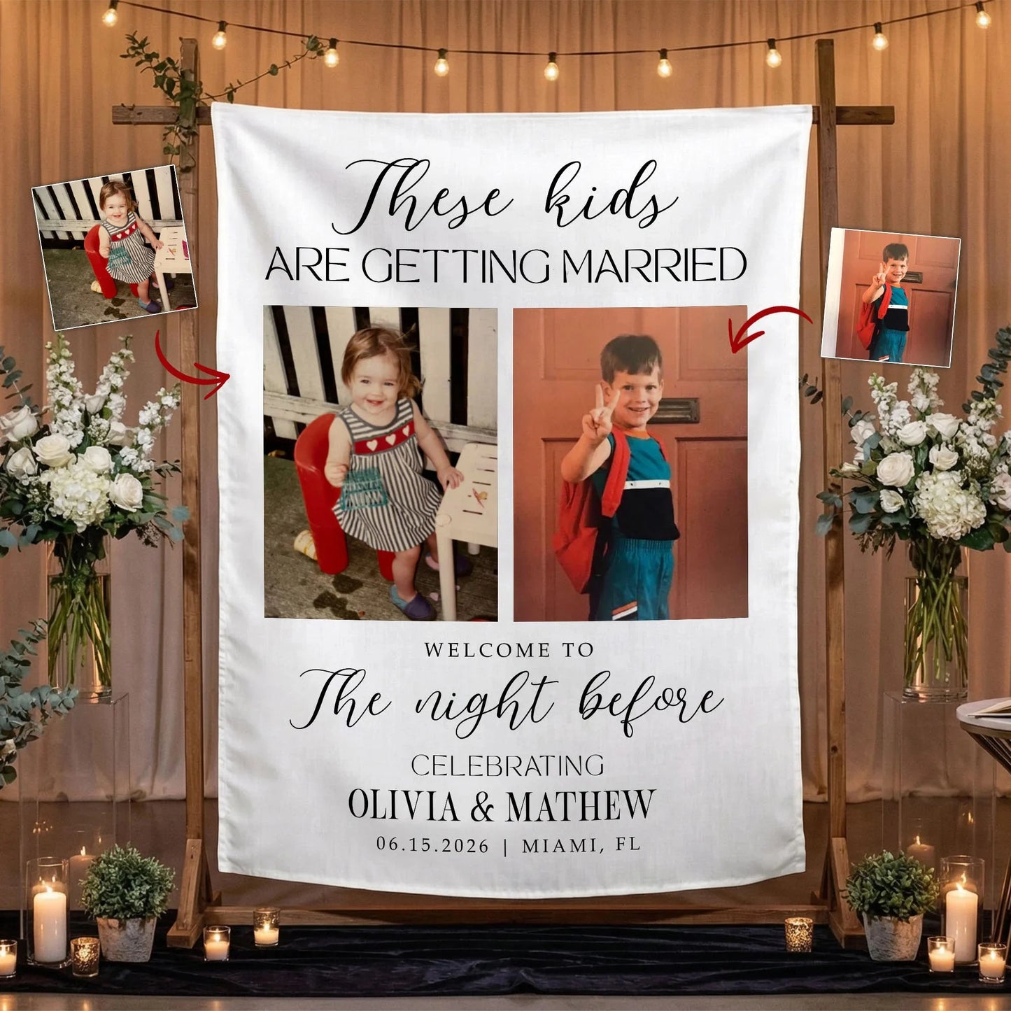 These Kids Are Getting Married Banner Personalized Rehearsal Dinner Photo Backdrop Custom Wedding Banner, personalized wed...