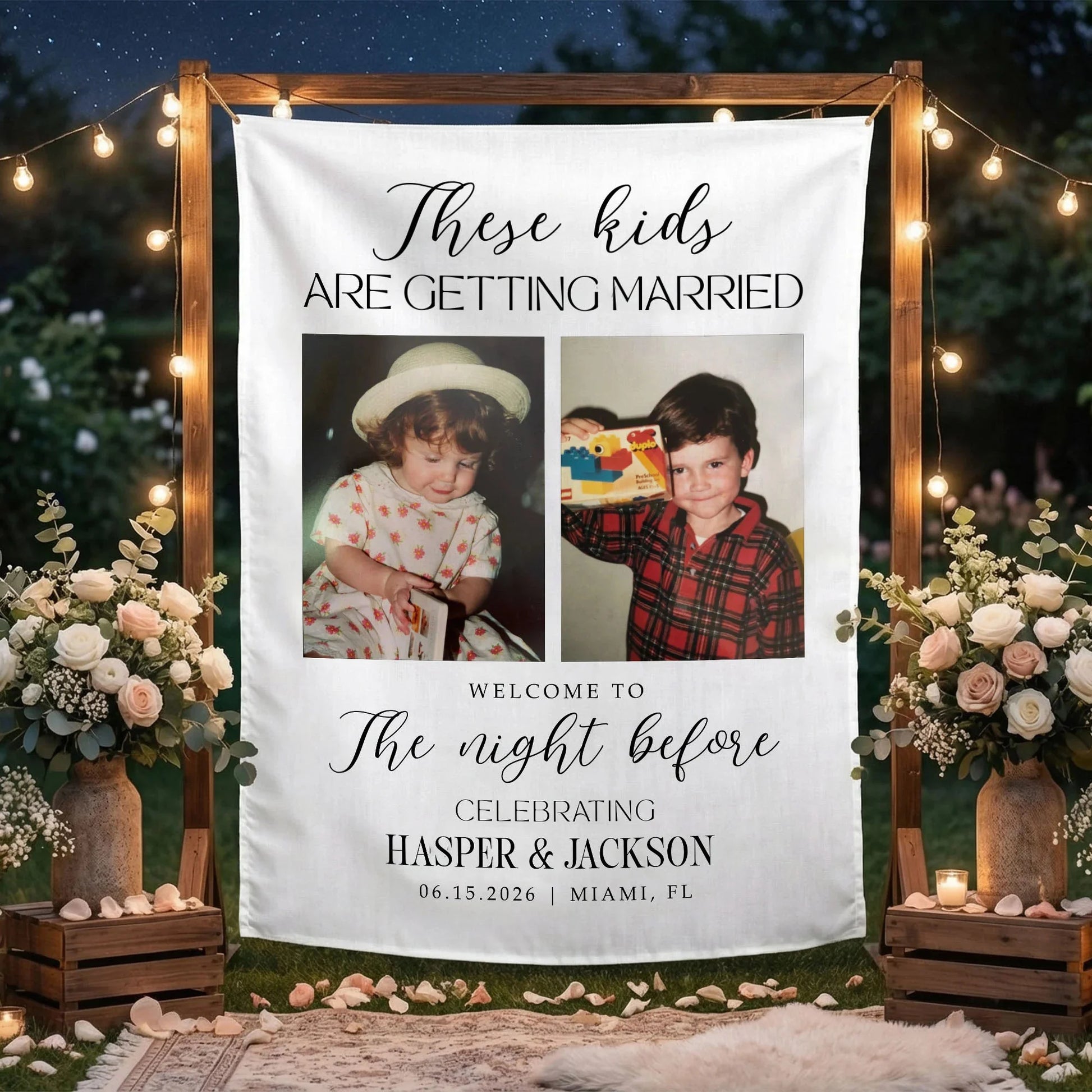 These Kids Are Getting Married Banner Personalized Rehearsal Dinner Photo Backdrop Custom Wedding Banner, personalized wed...