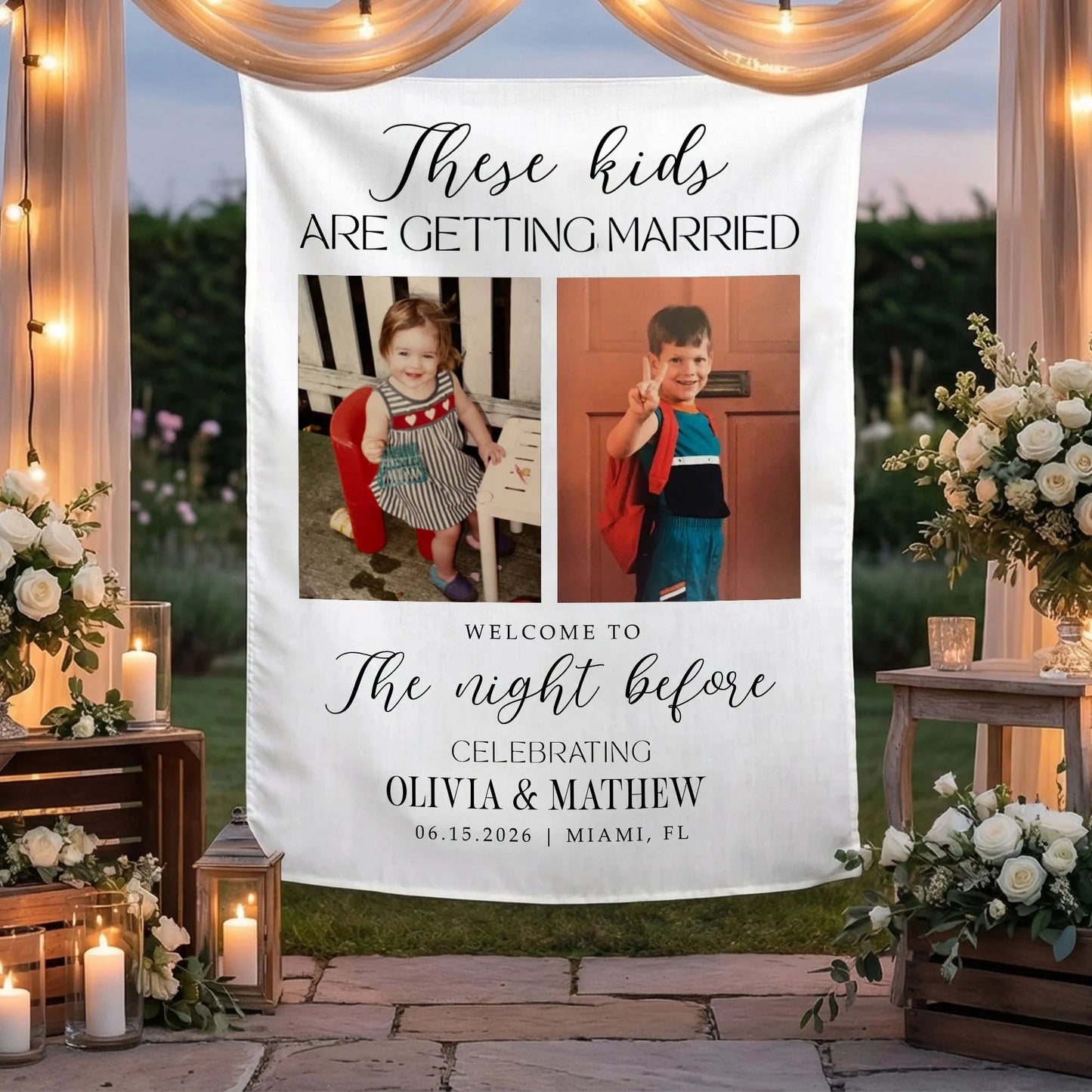These Kids Are Getting Married Banner Personalized Rehearsal Dinner Photo Backdrop Custom Wedding Banner, personalized wed...