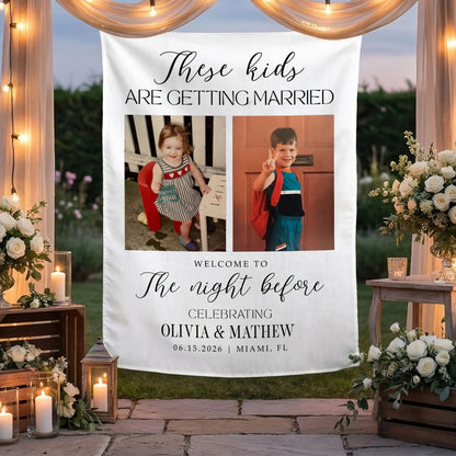 These Kids Are Getting Married Banner Personalized Rehearsal Dinner Photo Backdrop Custom Wedding Banner, personalized wed...