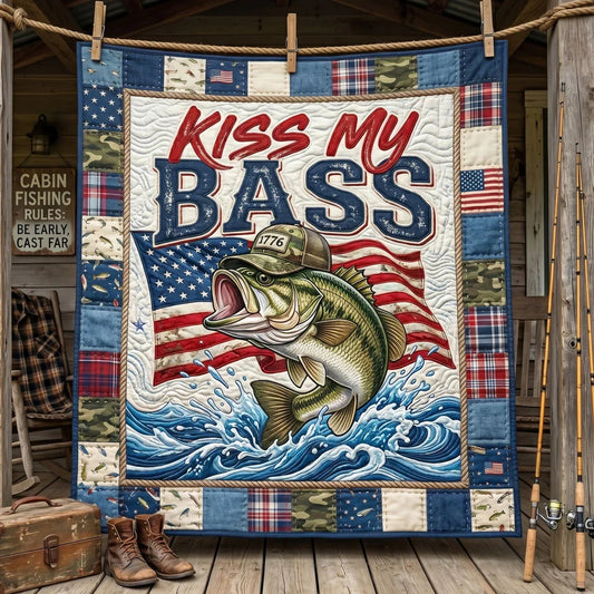 Kiss My Bass Quilt Blanket