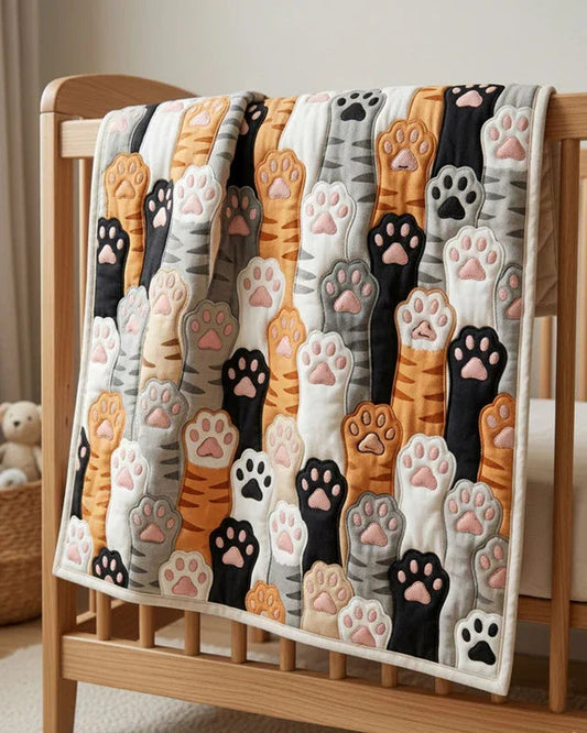 Kitten Paw Quilt Blanket - Quilted Blanket by OtterMia