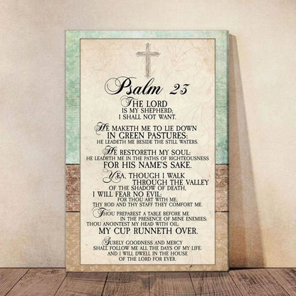 psalm 23 wall art canvas bible verse wall art (Landscape) (view 2)