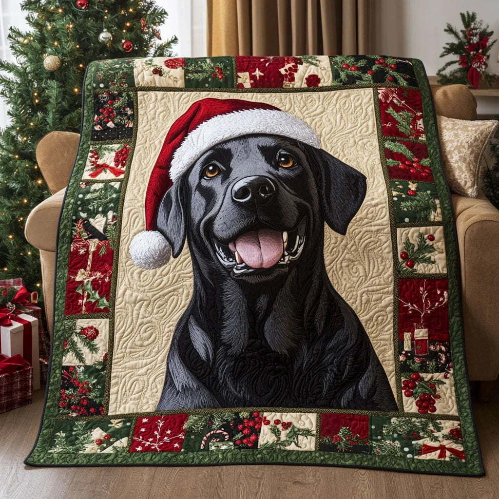 Labrador Festive Time Quilt Blanket