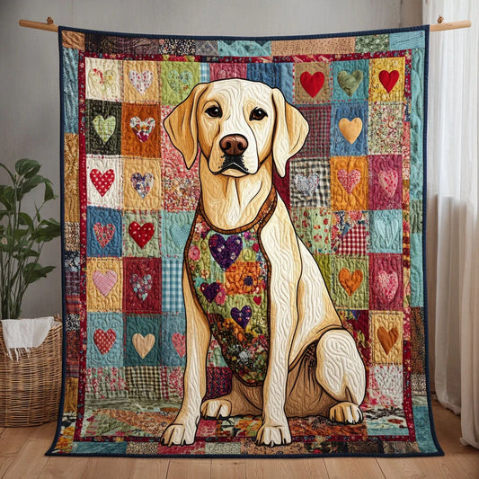 Labrador Patchwork Heart Quilt Blanket