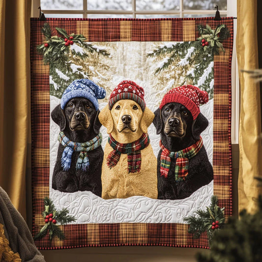 Labrador Red Hat Joy Quilt Blanket
