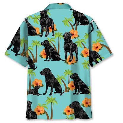 Labrador Palm Tree Hibiscus Hawaiian Shirt