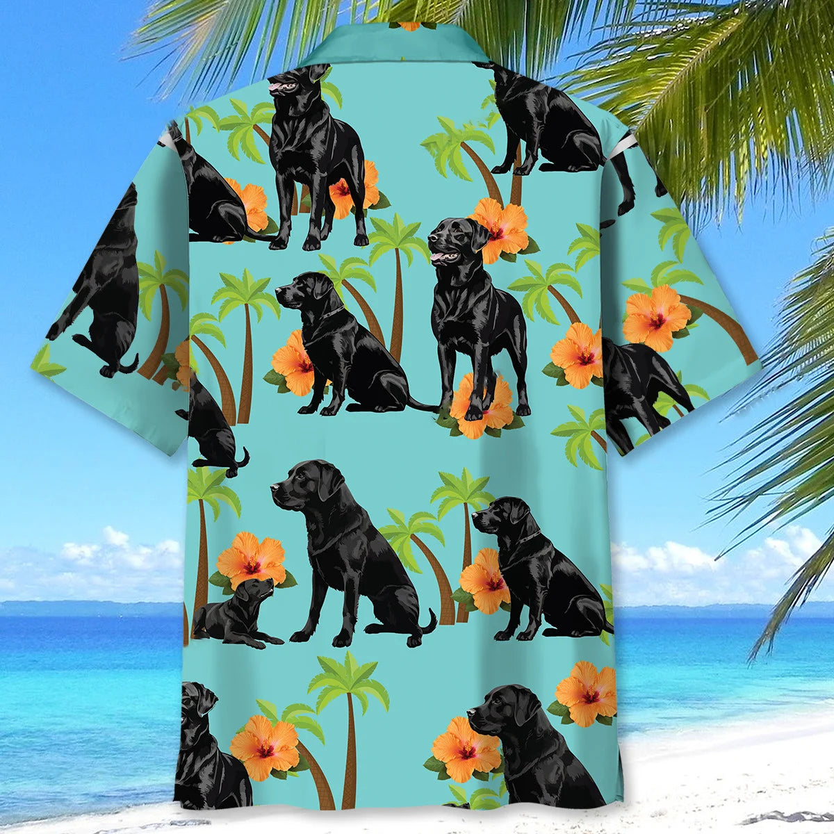 Labrador Palm Tree Hibiscus Hawaiian Shirt