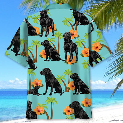Labrador Palm Tree Hibiscus Hawaiian Shirt