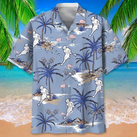 Lacrosse Blue Hawaiian Shirt - S - hawaiian shirt