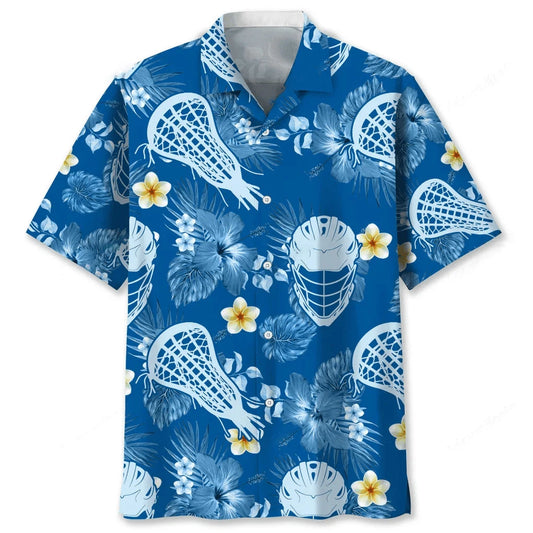 Lacrosse Blue Nature Hawaiian Shirt - S - hawaiian shirt