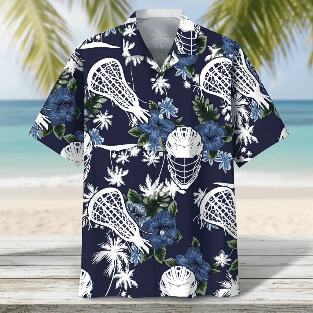 Lacrosse Blue Nature Hawaiian Shirt