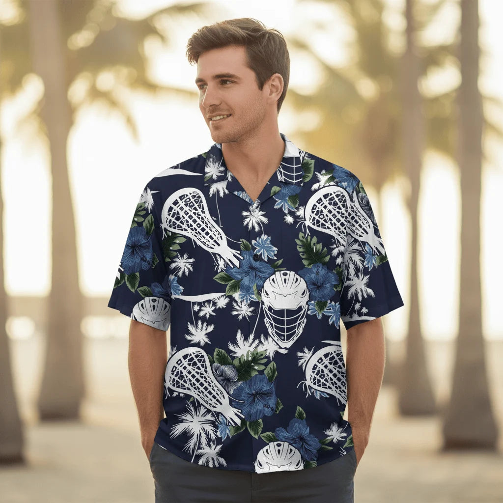 Lacrosse Blue Nature Hawaiian Shirt
