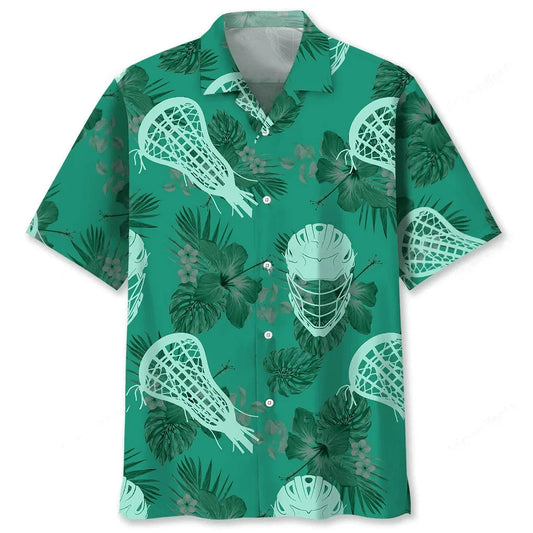 Lacrosse Kelly Green Hawaiian Shirt - S - hawaiian shirt
