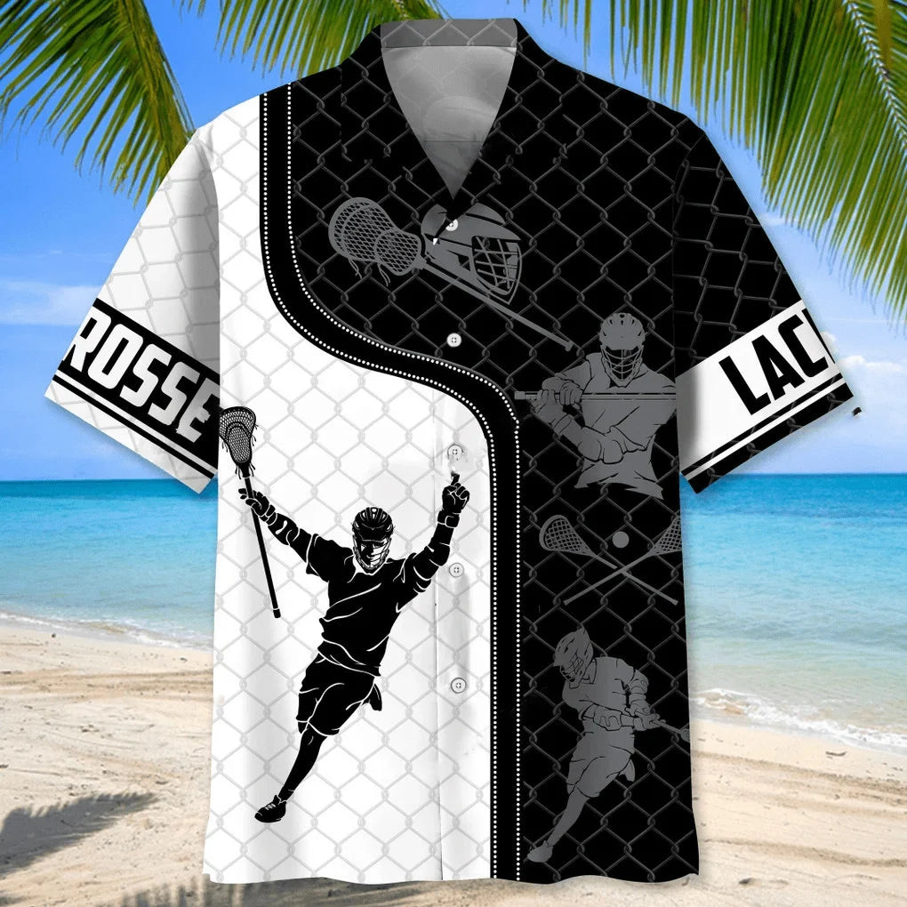 Lacrosse Mesh Pattern Hawaiian Shirt